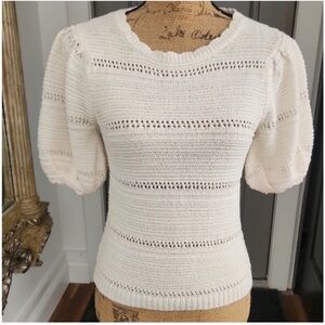 NWT House of Harlow 1960 Puff Sleeve Cable Knit Sweater XS